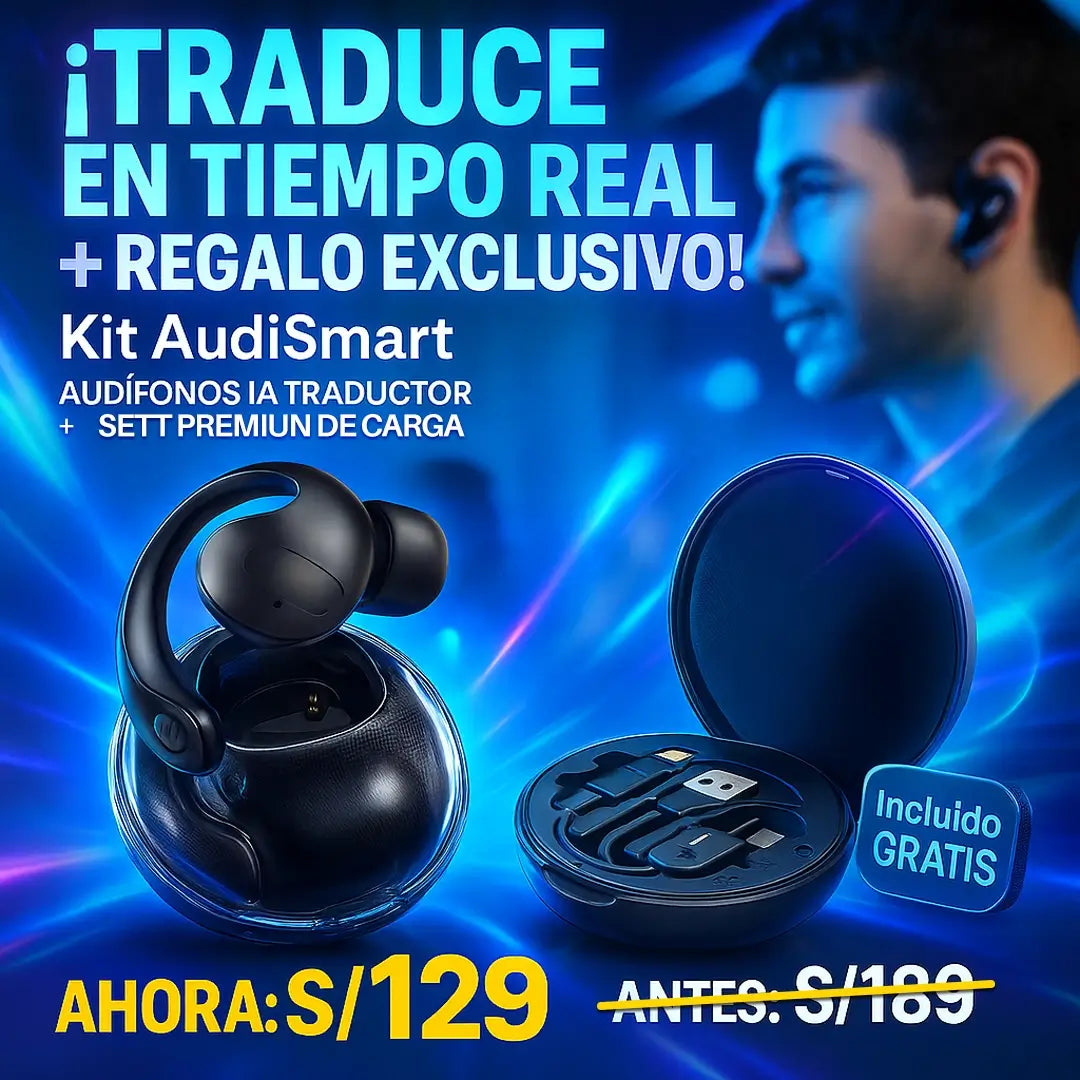 Kit AudiSmart® - Audífonos traductor con IA + Sett Carga Rapida