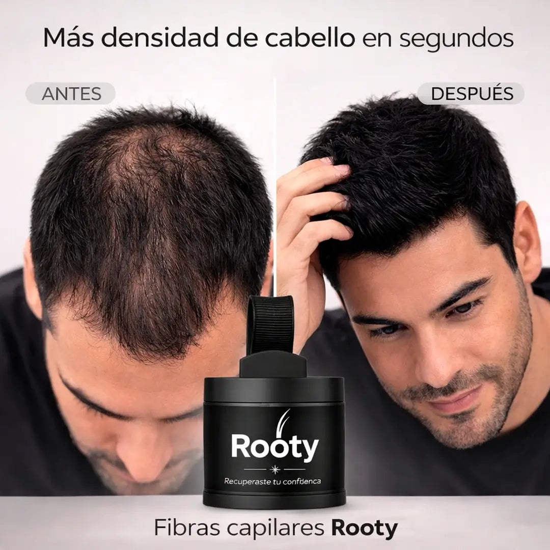 Fibras Capilares Rooty® – Solución rápida para canas y zonas con poco cabello