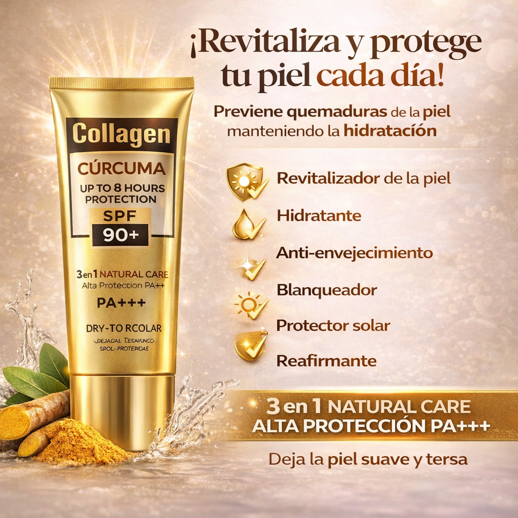 PROTECTOR SOLAR SPF +90  PREMIUM  CON CÚRCUMA Y COLÁGENO Y VITAMINA C