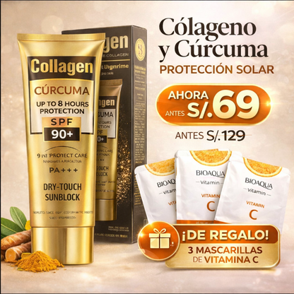 PROTECTOR SOLAR SPF +90  PREMIUM  CON CÚRCUMA Y COLÁGENO Y VITAMINA C