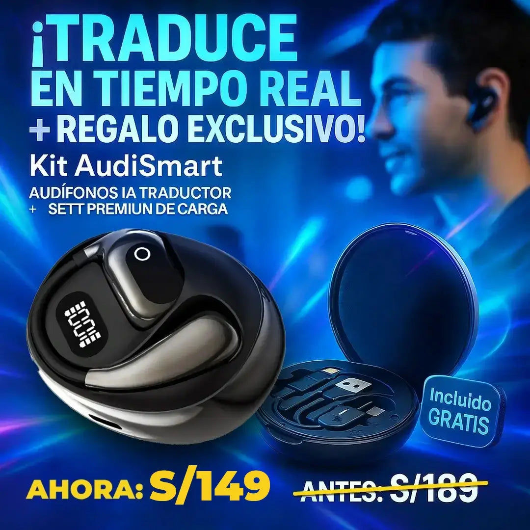 Sett AudiSmart® - Audífonos traductor con IA + Sett Carga Rapida
