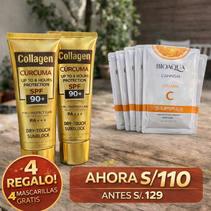 PROTECTOR SOLAR SPF +90  PREMIUM  CON CÚRCUMA Y COLÁGENO Y VITAMINA C
