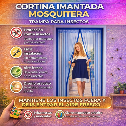 FOCO VENTILADOR CON CONTROL + CORTINA INMANTADA ANTI MOSQUITOS
